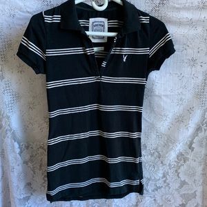 Lovely Streetwear Society top. Black with white stripes. Medium.